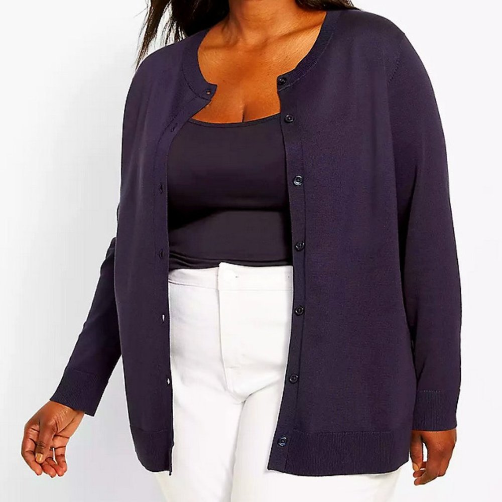Lane Bryant Night Sky Classic Navy Blue Button Front Cardigan size 18 20